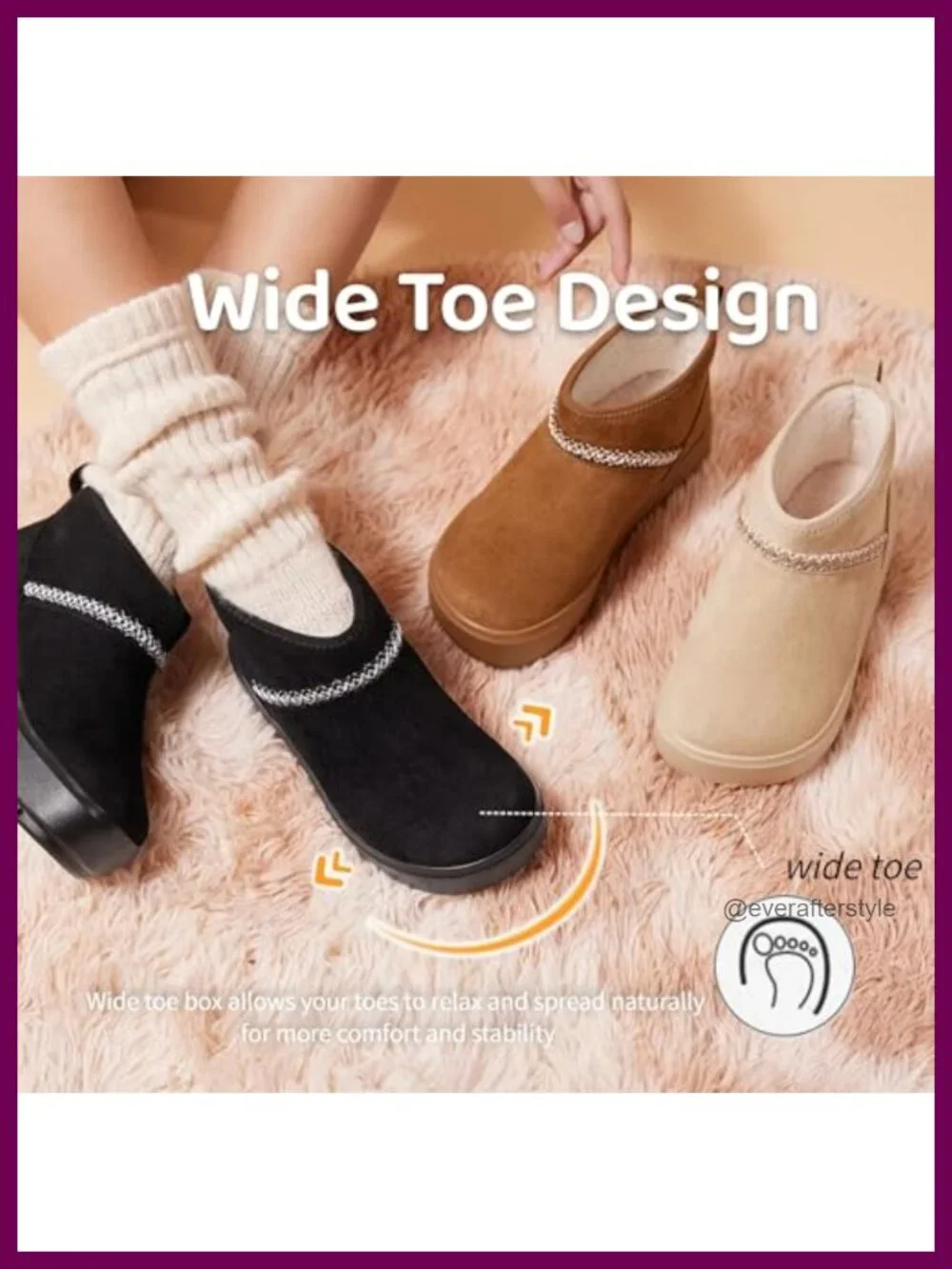Suede Platform Mini Winter Boots Faux Fur Lined Ankle Short Non Slip Snow